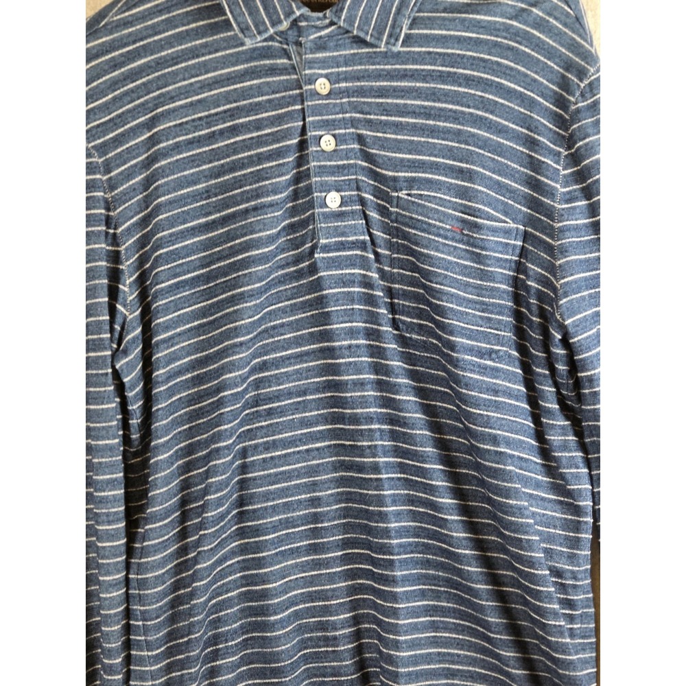 Banana Republic‎ Henley Shirt Mens L Navy Heather Stripe Comfort Preppy Long Slv